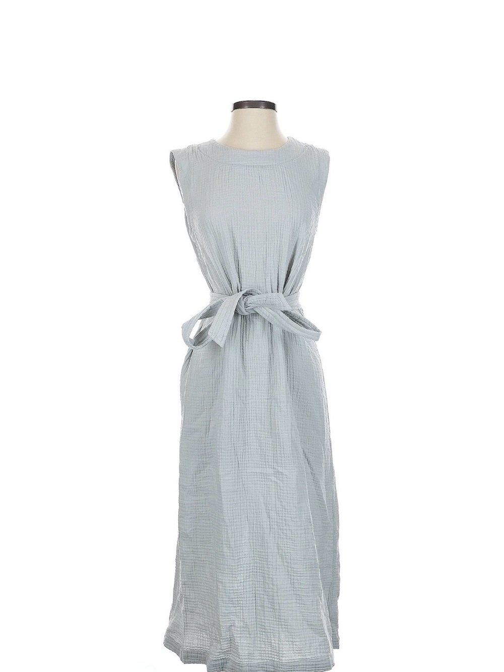 Faherty Sleeveless Tie-Waist Maxi Dress in Light Gray